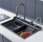 سینک پیانویی هفت کلید دیکالان با اکسوری کامل و شیر شاوری چند حالته