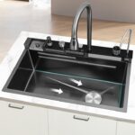 سینک پیانویی پنجکلید ۷۵ سانت برند هایشن از استیل ۳۰۴ با اکسسوری کاربردی کامل