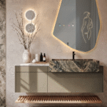 آینه دفرمه روشویی Code : ASH02 با طراحی دفرمه، تاچ‌لس، هیتر ضد بخار، بلوتوث، نور نئون و قابلیت سفارشی‌سازی در ابعاد مختلف، انتخابی لوکس و کاربردی برای حمام و سرویس بهداشتی مدرن است.