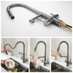 شیر ظرفشویی شاوری دو منظوره دیکالان با بدنه تمام برنجی، طراحی لویی بلند و نازل دوحالته، انتخابی شیک و بادوام برای آشپزخانه‌های مدرن است. این شیر در دو رنگ کروم و مشکی عرضه می‌شود و با نازل مجزای تصفیه آب، استفاده بهینه از فضای سینک را فراهم می‌سازد.