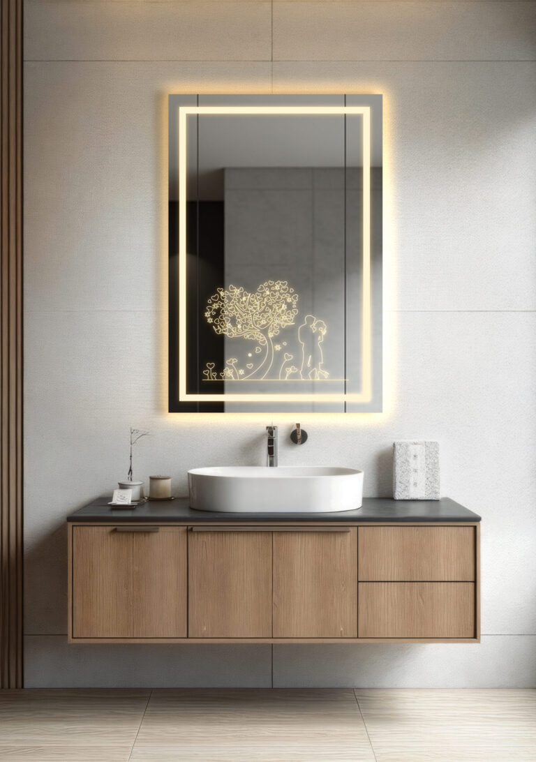 آینه دفرمه روشویی Code : AN10 با طراحی خاص دفرمه، تاچ‌لس، هیتر ضد بخار، بلوتوث، نور نئون و قابلیت سفارشی‌سازی کامل، انتخابی لوکس و مدرن برای حمام و سرویس بهداشتی است.